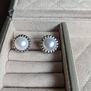 Lagos Sterling Silver Fluted Freshwater Pearl Earrings